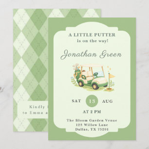 A Little Putter Golf Cart Boy Shower Invitation