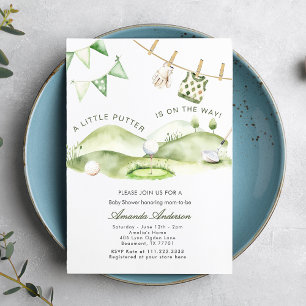 A Little Putter Is On The Way Boy Baby Shower Invitation