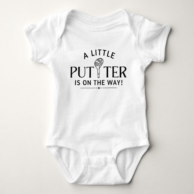 A Little Putter is on The Way Pregnancy Reveal Baby Bodysuit (Front)
