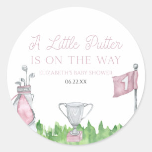 A Little Putter Pink Golf Baby Shower Classic Round Sticker