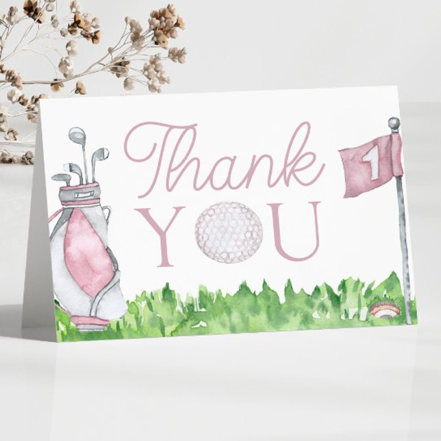 A Little Putter Pink Golf Baby Shower Thank You Card (Creator Uploaded)