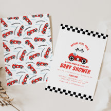 A Little Racer is on the way Race Car Baby Shower