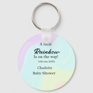 A little rainbow is on its way baby shower name da key ring