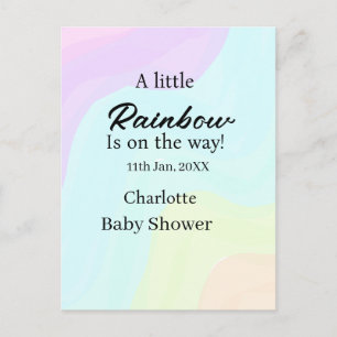 A little rainbow is on its way baby shower name da postcard