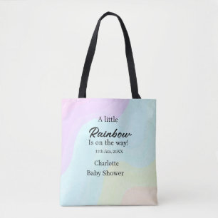 A little rainbow is on its way baby shower name da tote bag