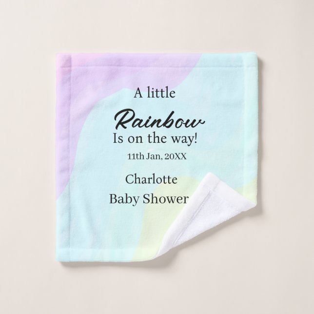 A little rainbow is on its way baby shower name da wash cloth (Wash Cloth)