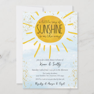 A Little Ray of Sunshine Baby Boy Shower Invitation