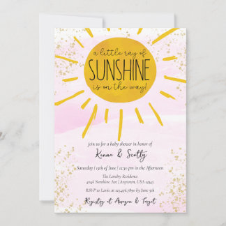 A Little Ray of Sunshine Baby Girl Shower Invitation