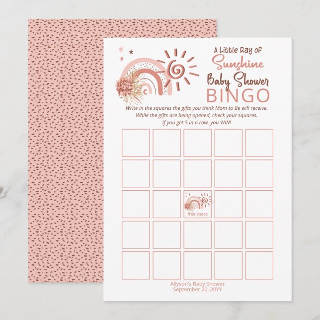 A Little Ray of Sunshine Baby Shower Bingo Game Invitation (Front/Back)