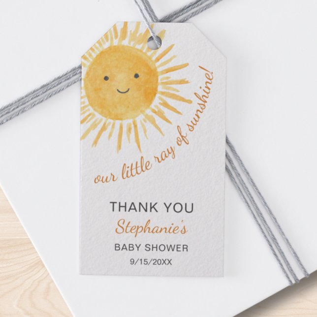A Little Ray Of Sunshine Baby Shower Gift Tags (Creator Uploaded)