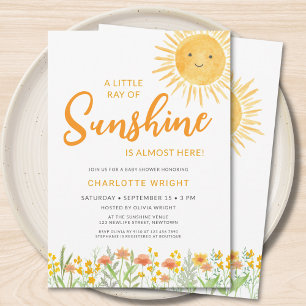 A Little Ray Of Sunshine Baby Shower Invitation