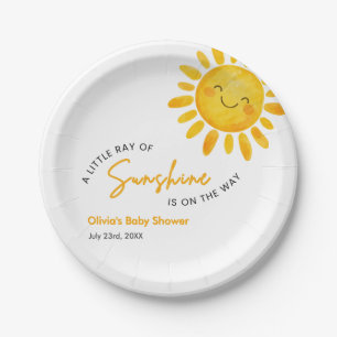 A Little Ray of Sunshine Baby Shower Paper Plate