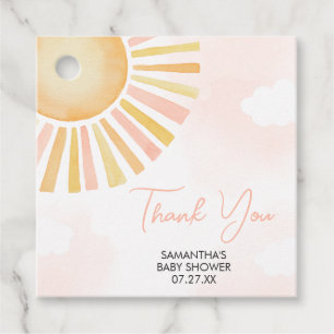 A Little Ray of Sunshine Baby Shower Square Favour Tags