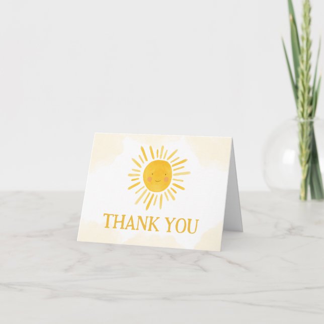 A Little Ray of Sunshine Baby Shower Thank You Card (Front)