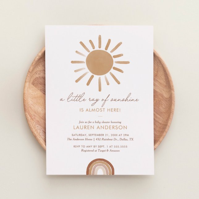 A Little Ray of Sunshine Boho Baby Shower Invitation (Creator Uploaded)