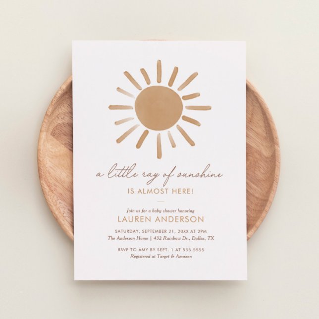 A Little Ray of Sunshine Boho Baby Shower Invitation (Creator Uploaded)