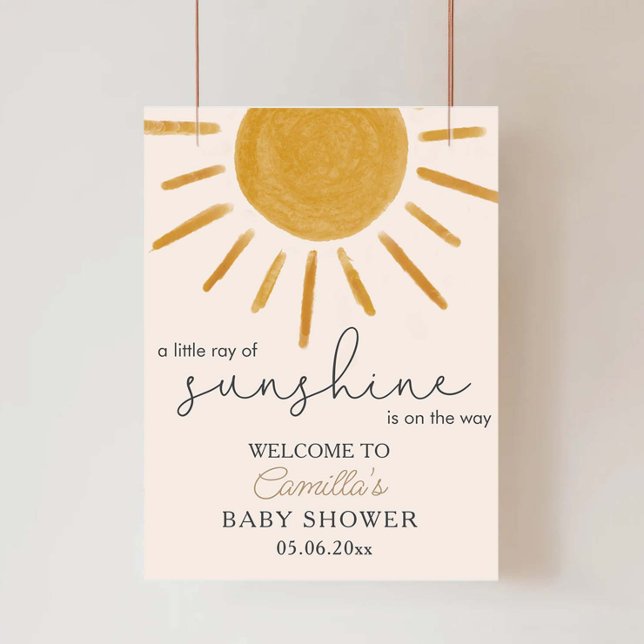 A Little Ray Of Sunshine Boho Sun Baby Shower Poster (Creator Uploaded)