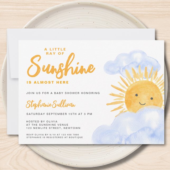 A Little Ray Of Sunshine Boy's Baby Shower Invitation (Creator Uploaded)