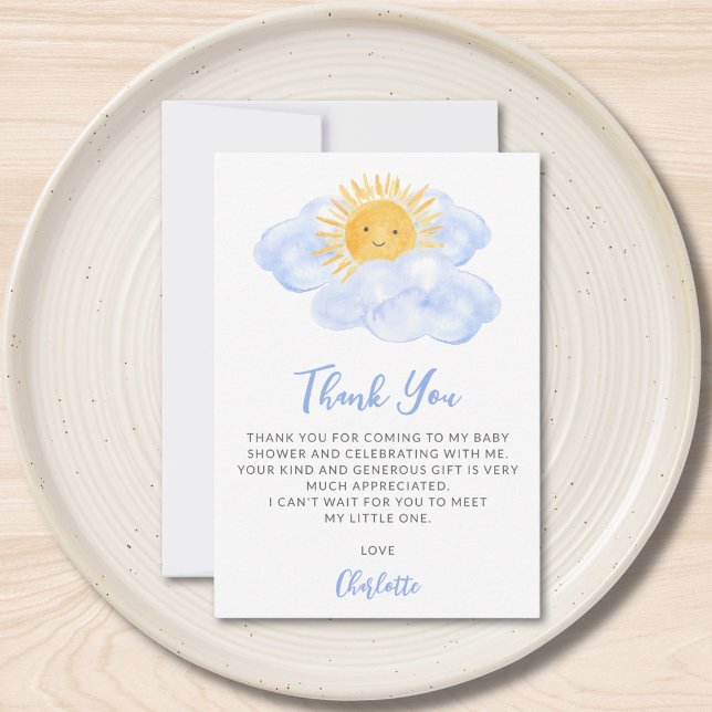 A Little Ray Of Sunshine Boy's Baby Shower Thank You Card (Creator Uploaded)