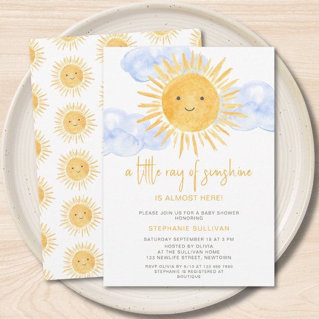 A Little Ray of Sunshine Clouds Baby Shower  Invitation (Creator Uploaded)