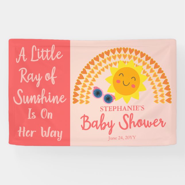 A Little Ray of Sunshine Girl Baby Shower Banner (Horizontal)