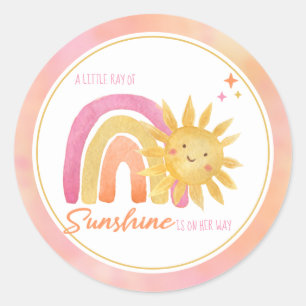 A Little Ray of Sunshine Girl Baby Shower Classic  Round Sticker