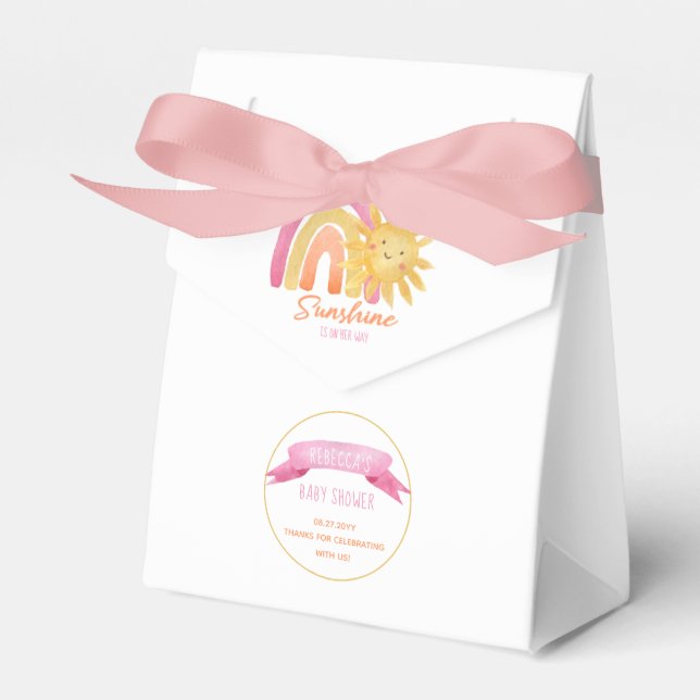 A Little Ray of Sunshine Girl Baby Shower  Favour  Box (Front Side)