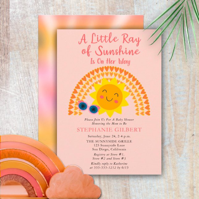 A Little Ray of Sunshine Girl Baby Shower Invitation (Creator Uploaded)