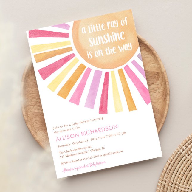 A Little ray of sunshine girl baby shower Invitation (Creator Uploaded)