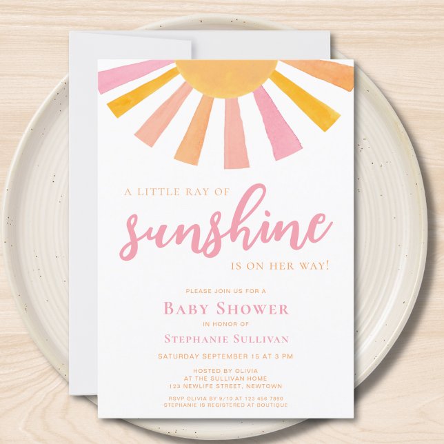 A Little Ray Of Sunshine Girl Baby Shower Invitation (Creator Uploaded)