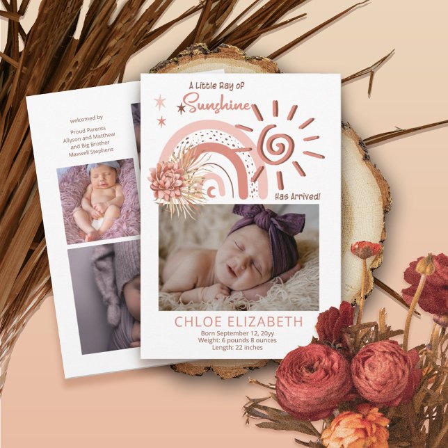 A Little Ray of Sunshine Girl Birth Announcement (Creator Uploaded)