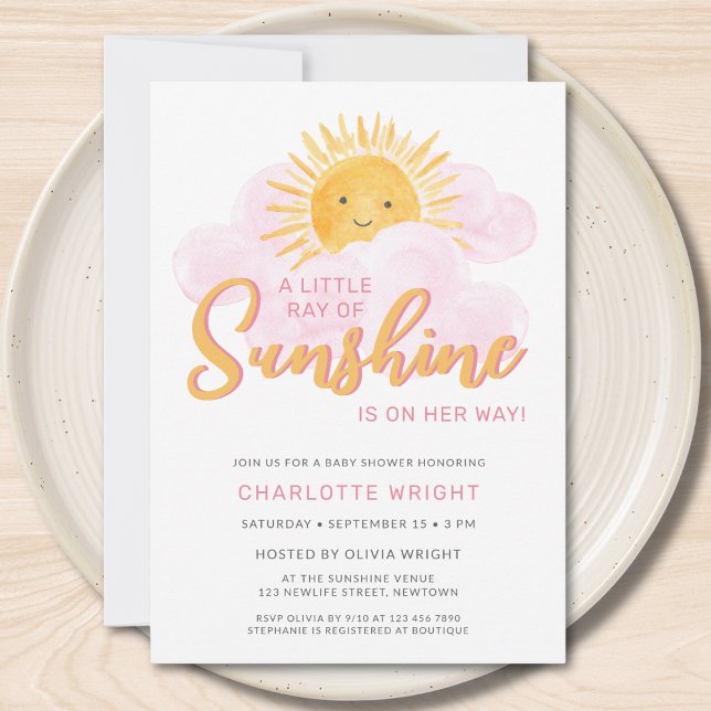 A Little Ray Of Sunshine Girl's Baby Shower Invitation (Creator Uploaded)