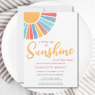 A Little Ray Of Sunshine Girl's Baby Shower  Invitation