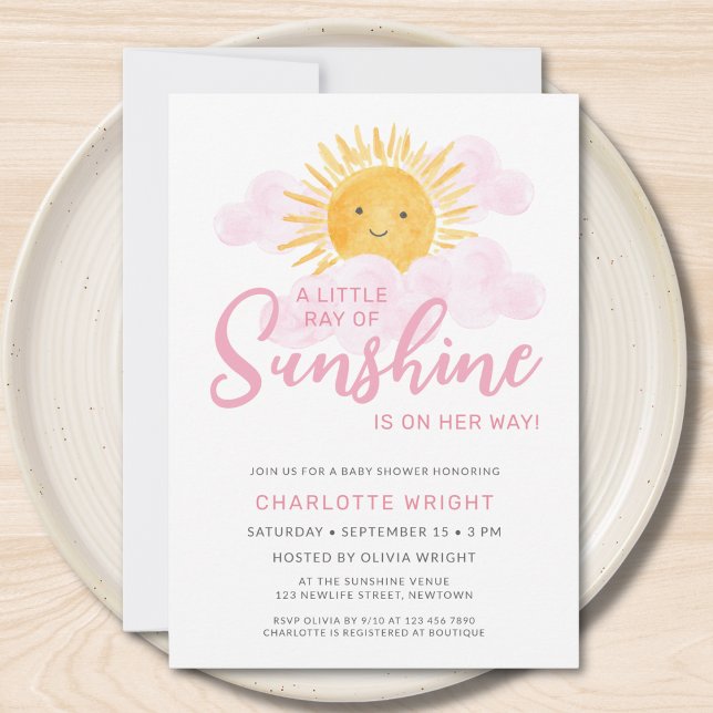 A Little Ray Of Sunshine Is On Her Way Baby Shower Invitation (Creator Uploaded)