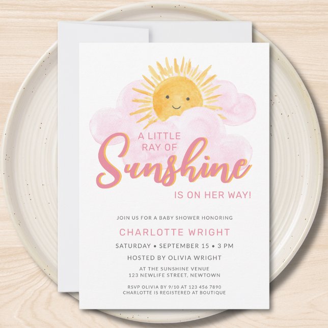 A Little Ray Of Sunshine Is On Her Way Baby Shower Invitation (Creator Uploaded)