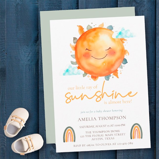 A Little Ray Of Sunshine Rainbows Boho Baby Shower Invitation (Creator Uploaded)