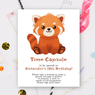 A Little Red Panda - Time Capsule 1st birthday Poster