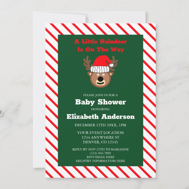 A Little Reindeer Is On The Way Baby Shower Invitation (Front)