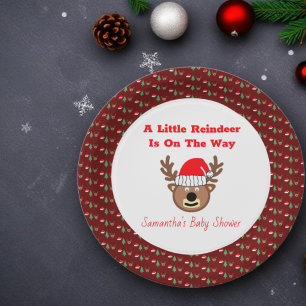 A Little Reindeer Is On The Way Paper Plate
