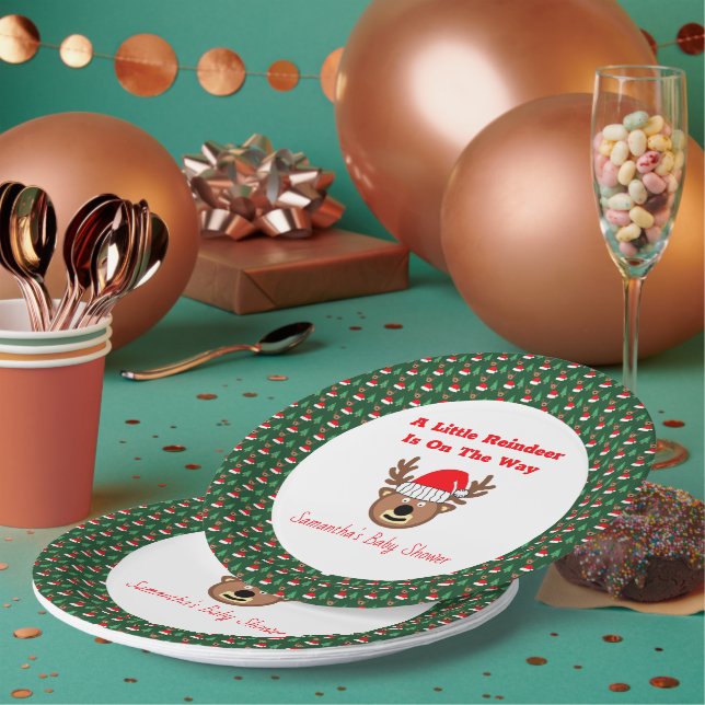 A Little Reindeer Is On The Way Paper Plate (Multi)