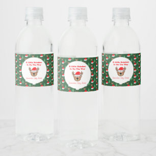 A Little Reindeer Is On The Way Water Bottle Label