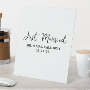 A Little Retro Just Married Banner Pedestal Sign