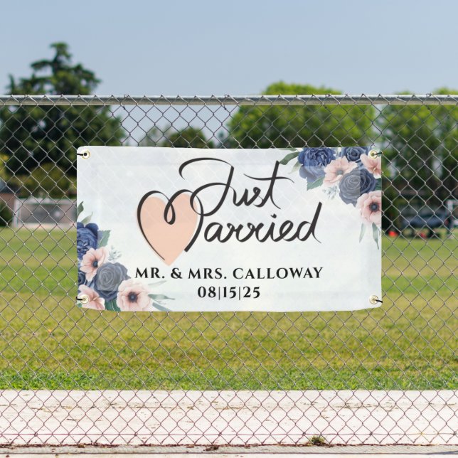 A Little Retro Just Married Car Banner (Insitu)