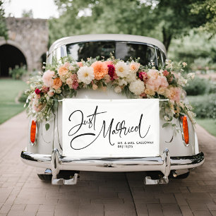 A Little Retro Just Married Car Banner