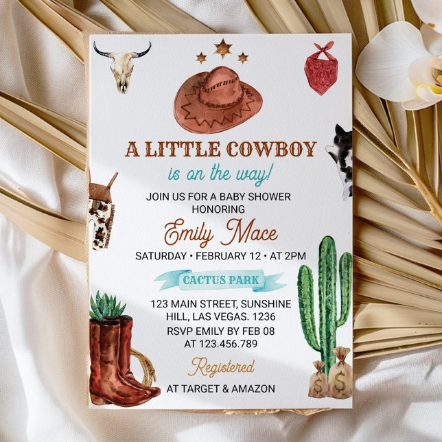 A Little Rodeo Cowboy Baby Shower Invitation (Creator Uploaded)
