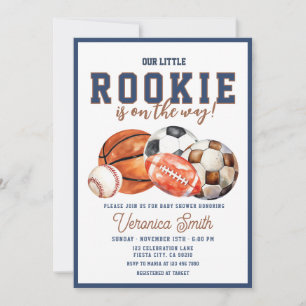 A Little Rookie Is On The Way Baby Shower Invitation
