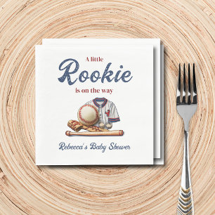 A Little Rookie on the Way - Baseball Baby Shower Napkin