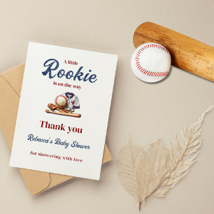 A Little Rookie on the Way - Baseball Baby Shower Thank You Card