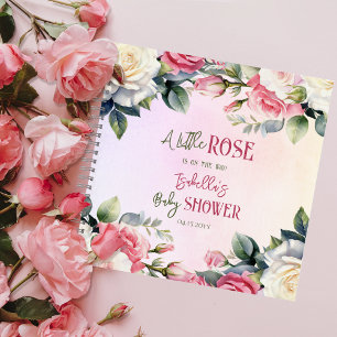 A Little Rose Floral Girl Baby Shower Guest Book