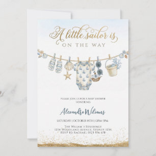 A little sailor is on the way boy baby shower invitation